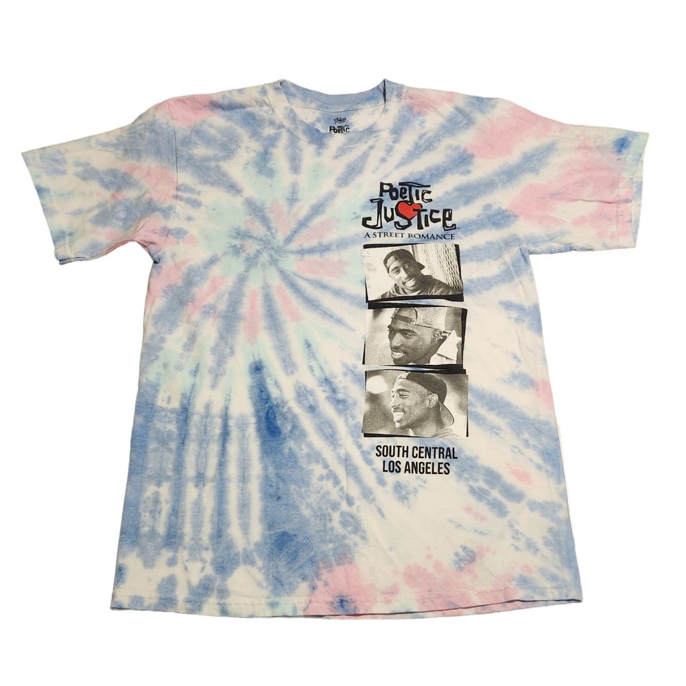 Philcos Tupac Poetic Justice Short Sleeve T Shirt Pink Blue Tie Dye Size Medium